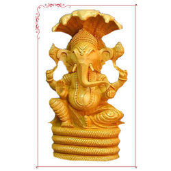 Wooden Carved Ganpati Statue