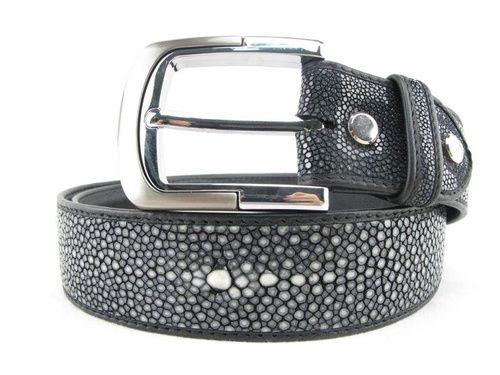 Genuine Polished Stingray Skin Black Men'S Belt