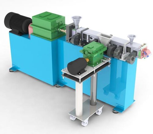 Twin Screw Extruder Machine - Output 1 to 1000 Kg per Hour | Co-Rotating Intermeshing Twin Screw Shaft for Superior Mixing and Dispersion of Engineering Plastics