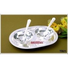 Silver Capsule Tray 2 Bowl With 2 Spoon