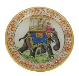 Marble Round Plate Ambabari Painting