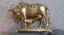 Brass Cow Child Sculpture