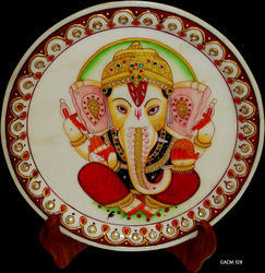 Marble Ganesh Plate Painting