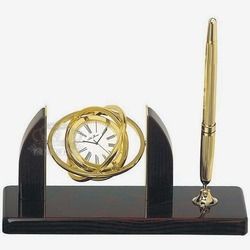 Gimbaled Style Desk Pen Set Clock