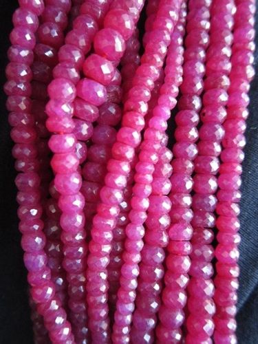 16 Inch Ruby Machine Cut Rondell 4Mm-5Mm Beads