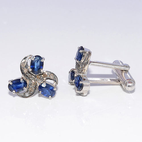 Sterling Silver Gemstone Cufflink