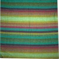 Green Handloom Stripe Bed Cover