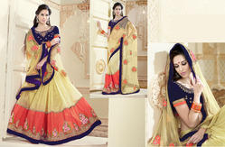 Stunning Crystal Velvet Lehenga Saree