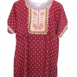 Ladies Cotton Gown - Summer Comfort Fabric , Vibrant Colors with Stylish Neck Patterns