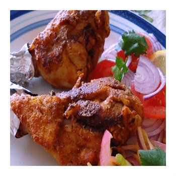 Chicken Tandoori - Barbecue Cooked, Marinated Whole Chicken Cut into Four Pieces | Perfectly Seasoned Flavors