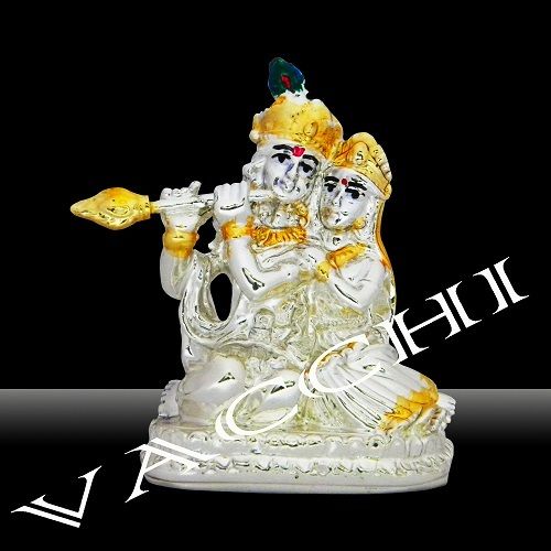 Silver Radha Krishna Statue