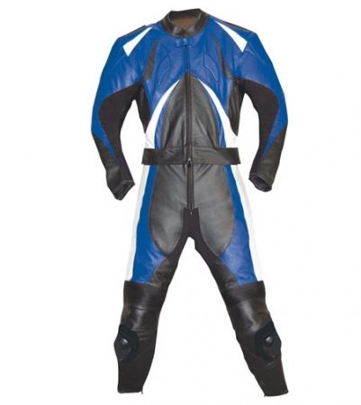 Blue and Black Motorbike Leather Suits