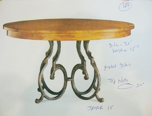 Iron and Wood Top Dining Table