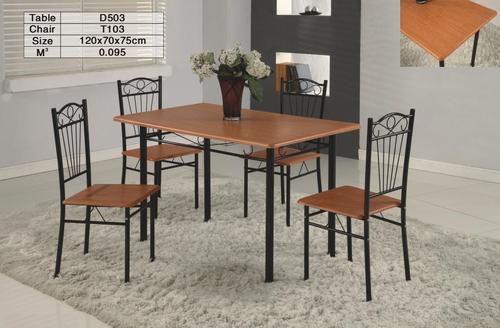 Wood Top Metal Frame Dining Set