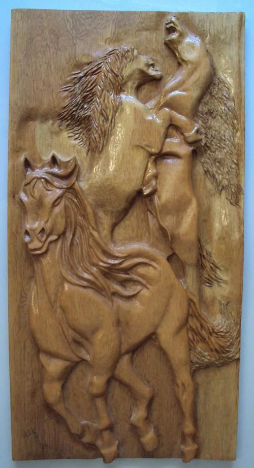 Horse Wall Wood Sculpture