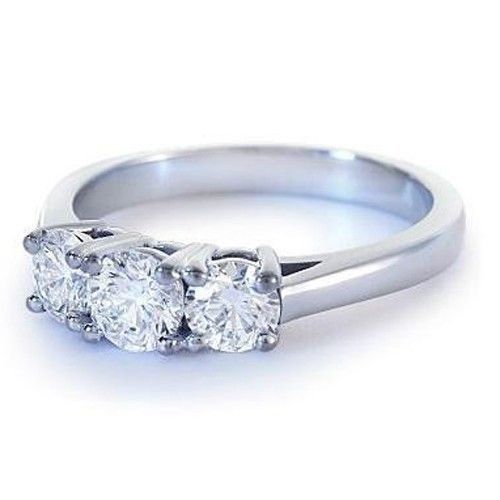 White CZ Rhodium Plated Sterling Silver Three Stone Adorable Ring