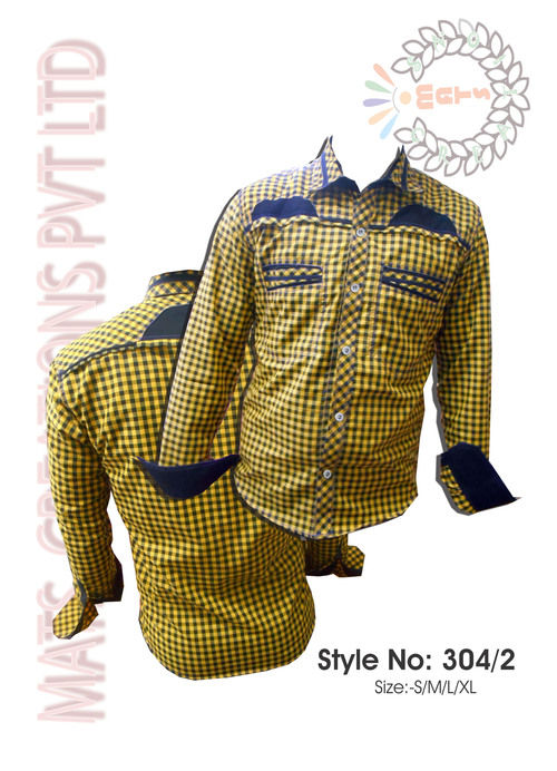 Men's Casual Shirt - Cotton Poppins and Checks, Size S/M/L/XL/XXL , Intricate Stitching and Fashion Buttons