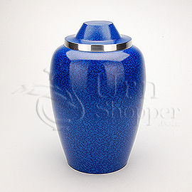 Cobalt Blue Alloy Brass Metal Cremation Urn