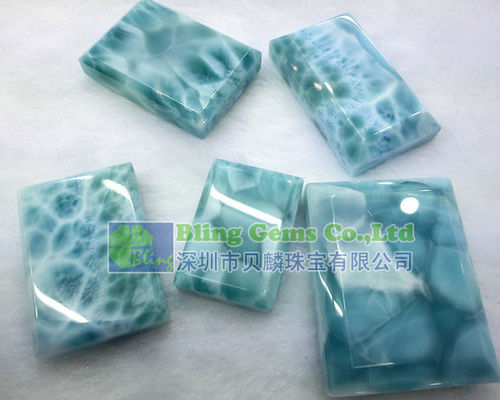 Gemstone Natural Larimar Rectangle Beads