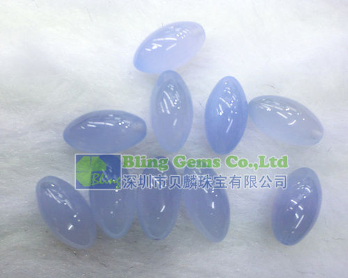 Semi Precious Stone Blue Chalcedony Rice Beads