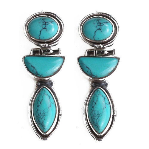 Turquoise And Silver Dangle Earrings