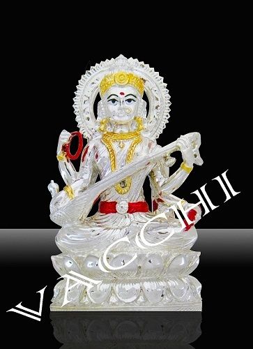 Silver Plated Saraswati Idol