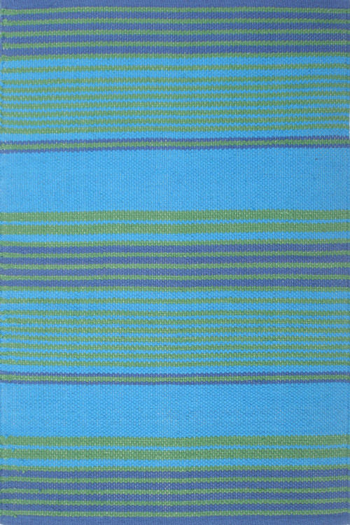 Flat Stripe Woven Cotton Rug (Blue)