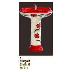 Ceramic Painted Pedestal Wash Basin