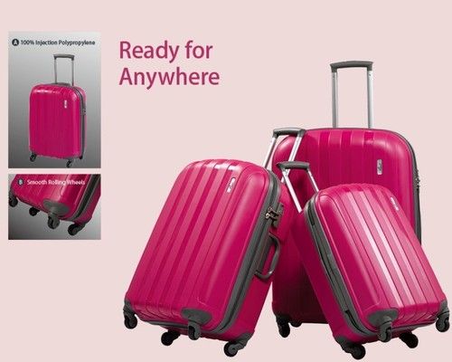 Colorful Travel Pp Injection Luggage Set With Tsa Lock And Twin Wheel