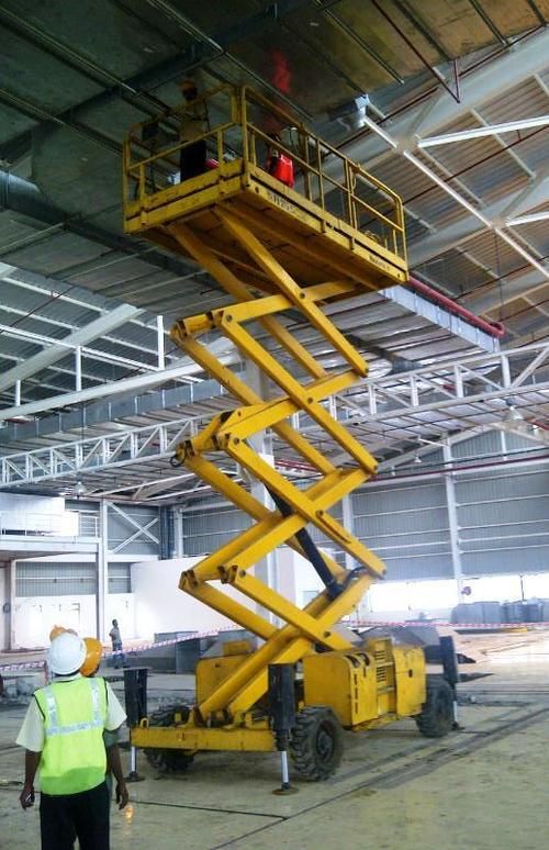 Red Scissor Lift Platform