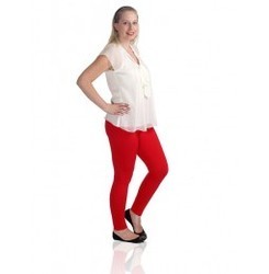 Red Cotton Leggings - Premium Grade Cotton Fabric Trendy Design for Ultimate Comfort