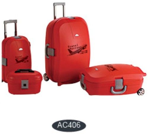 Multipurpose Cheap Red 3 Trolley Luggages And 1 Cosmetic Bag Combination 4Pcs Set