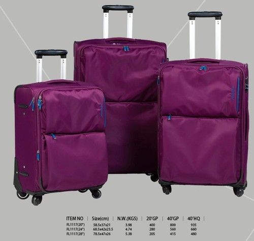 Elegant Purple Trolley Carry-on Spinner Nylon EVA Soft Luggage Set