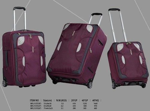 Purple Durable Boarding Trolley Carry-on Spinner Nylon Soft Case