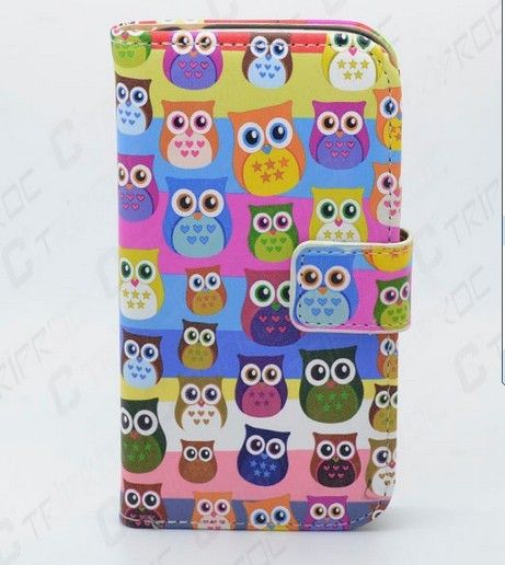 Lovely Owl Series PU Leather Cell Phone Cover for Samsung Galaxy S4