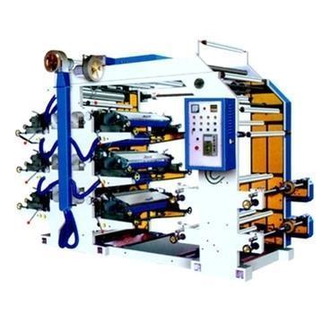 White And Blue 6 Color Flexo Printing Press, Machine Speed Up To 150 M/Min