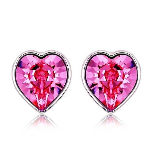 Rhodium Plated Heart Stud Earring