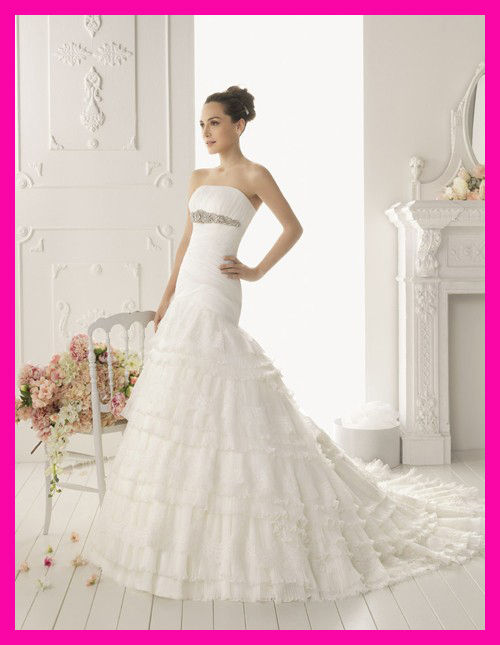 Strapless Lace Empire Ball Gown Bridal Gown