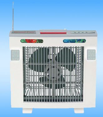 इमरजेंसी लाइट और रेडियो के साथ सोलर फैन (14")