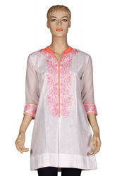 Ladies Embroidered White Kurti