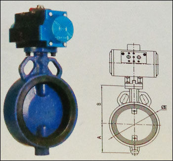 Pneumatic Operated Butterfly Valve - Centric Disc Rubber Lined Body, DN40 to DN600 Size Range, PN10/PN16/PN25 Rating