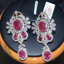 Color Stone Diamond Earrings