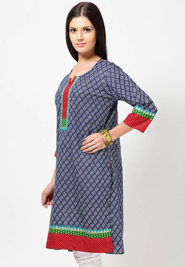 Navy Blue Cotton Kurti