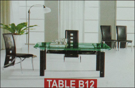 Wooden Table With Glass (B12)