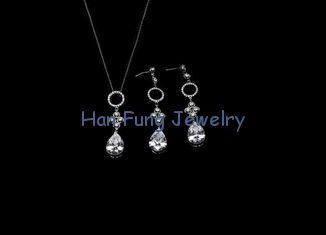 Fashion Cubic Zirconia Necklace And Earrings 925 Sterling Silver Plated