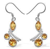 3.4CTW Genuine High Finish Citrine Silver Earrings