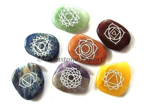 Engraved Chakra Set With White Color