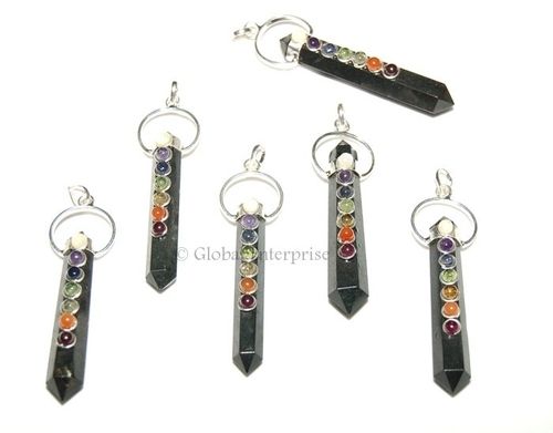 Black Agate Double Terminated Chakra Pendants