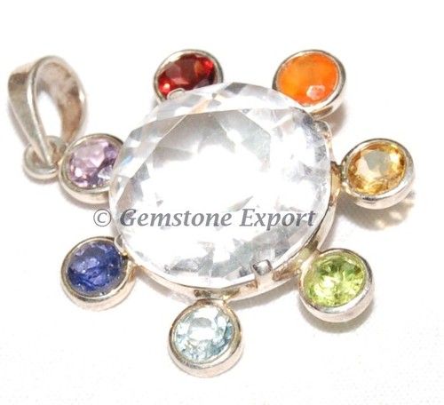 Crystal Quartz Diamond Chakra Pendants