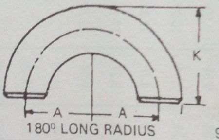 बट वेल्ड 180 डिग्री लॉन्ग रेडियस 